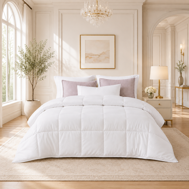 Premium Summer Down Fiber Comforter – Cooling Comforter with Fluffy Lightweight Loft