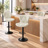 Modern Faux Leather Bar Stools – Adjustable Swivel Counter Chairs with Upholstered Seats & Supportive Backrests