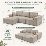 Modern Modular Boneless Sofa – Deep Seat Couch with Chaise & Flexible Lounge Design