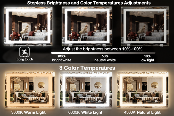 Hollywood Vanity Mirror – LED Makeup Mirror with Adjustable Brightness & 3 Color Lighting, Gold Frame