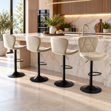 Modern Faux Leather Bar Stools – Adjustable Swivel Counter Chairs with Upholstered Seats & Supportive Backrests