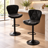 Modern Faux Leather Bar Stools – Adjustable Swivel Counter Chairs with Upholstered Seats & Supportive Backrests