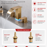 Brushed Nickel 3-Hole Bathroom Faucet with LED Waterfall Spout – 8" Widespread Modern Vanity Sink Faucet, 2-Handle Touch Control