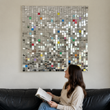 30 x 30 cm Kinetic Reflective Wall Art – Silver & Colorful DIY Paintable Home Decor