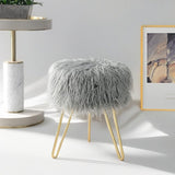 Faux Fur Vanity Stool Ottoman for Dressing Room, Bedroom, Living Room or Kids Room