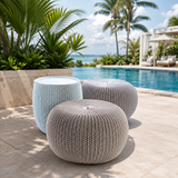 Modern Knit Pouf Ottoman Set – Textured Storage Tables with Versatile Indoor & Outdoor Design