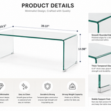 Minimalist Tempered Glass Coffee Table – Clear Center Table with Contemporary Style