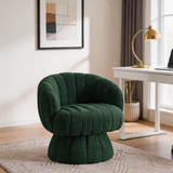 Mid-Century Modern Swivel Barrel Chair – 360° Rotating Velvet Accent Armchair, Wide Upholstered Cloud Lounge Chair for Living Room, Bedroom & Vanity