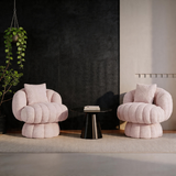 Mid-Century Modern Swivel Barrel Chair – 360° Rotating Velvet Accent Armchair, Wide Upholstered Cloud Lounge Chair for Living Room, Bedroom & Vanity