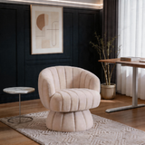 Mid-Century Modern Swivel Barrel Chair – 360° Rotating Velvet Accent Armchair, Wide Upholstered Cloud Lounge Chair for Living Room, Bedroom & Vanity