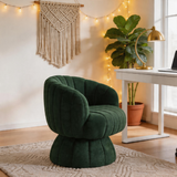 Mid-Century Modern Swivel Barrel Chair – 360° Rotating Velvet Accent Armchair, Wide Upholstered Cloud Lounge Chair for Living Room, Bedroom & Vanity