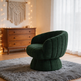 Mid-Century Modern Swivel Barrel Chair – 360° Rotating Velvet Accent Armchair, Wide Upholstered Cloud Lounge Chair for Living Room, Bedroom & Vanity