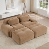 80" Modular Cloud Sectional Sofa – Deep Seat Memory Foam Corduroy Couch with Ottoman, No-Assembly Compressed Loveseat