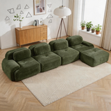 80" Modular Cloud Sectional Sofa – Deep Seat Memory Foam Corduroy Couch with Ottoman, No-Assembly Compressed Loveseat
