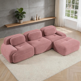 80" Modular Cloud Sectional Sofa – Deep Seat Memory Foam Corduroy Couch with Ottoman, No-Assembly Compressed Loveseat
