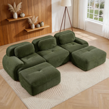80" Modular Cloud Sectional Sofa – Deep Seat Memory Foam Corduroy Couch with Ottoman, No-Assembly Compressed Loveseat