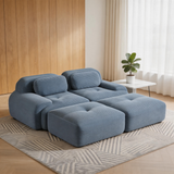 80" Modular Cloud Sectional Sofa – Deep Seat Memory Foam Corduroy Couch with Ottoman, No-Assembly Compressed Loveseat