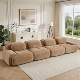 80" Modular Cloud Sectional Sofa – Deep Seat Memory Foam Corduroy Couch with Ottoman, No-Assembly Compressed Loveseat