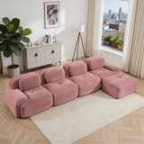 80" Modular Cloud Sectional Sofa – Deep Seat Memory Foam Corduroy Couch with Ottoman, No-Assembly Compressed Loveseat