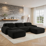 80" Modular Cloud Sectional Sofa – Deep Seat Memory Foam Corduroy Couch with Ottoman, No-Assembly Compressed Loveseat