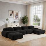 80" Modular Cloud Sectional Sofa – Deep Seat Memory Foam Corduroy Couch with Ottoman, No-Assembly Compressed Loveseat