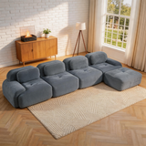80" Modular Cloud Sectional Sofa – Deep Seat Memory Foam Corduroy Couch with Ottoman, No-Assembly Compressed Loveseat