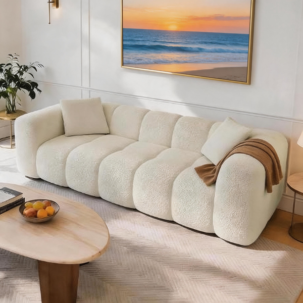 84" Cloud Sofa – Oversized Deep Seat Upholstered Couch, No-Assembly Compressed 3-Seater for Living Room & Bedroom