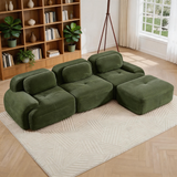 80" Modular Cloud Sectional Sofa – Deep Seat Memory Foam Corduroy Couch with Ottoman, No-Assembly Compressed Loveseat