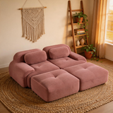 80" Modular Cloud Sectional Sofa – Deep Seat Memory Foam Corduroy Couch with Ottoman, No-Assembly Compressed Loveseat