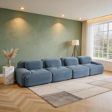 80" Modular Cloud Sectional Sofa – Deep Seat Memory Foam Corduroy Couch with Ottoman, No-Assembly Compressed Loveseat