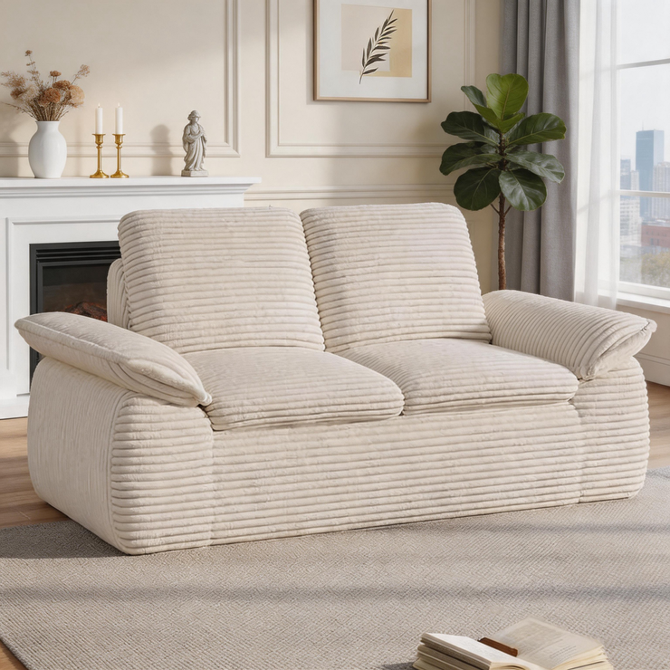 71" Cloud Couch in a Box, Memory Foam Loveseat Sofa, Deep Seat Corduroy 2-Seater Sofa, No Assembly for Living Room Bedroom Apartment