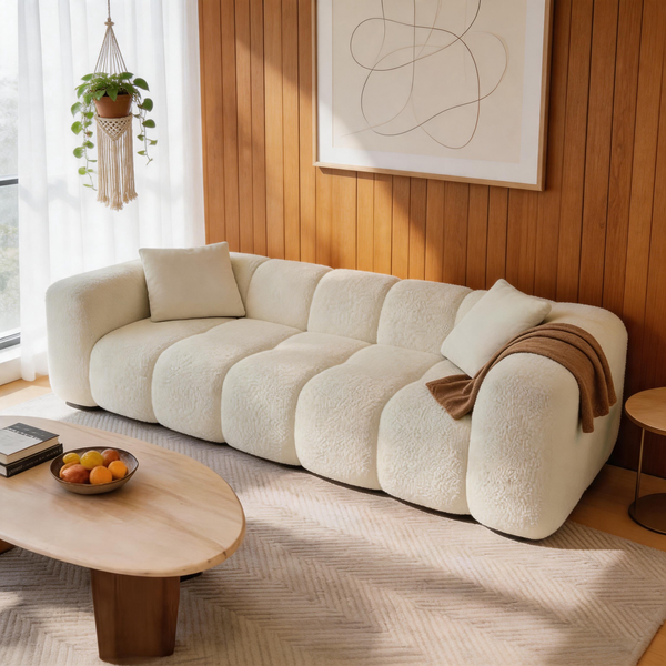 84" Cloud Sofa – Oversized Deep Seat Upholstered Couch, No-Assembly Compressed 3-Seater for Living Room & Bedroom