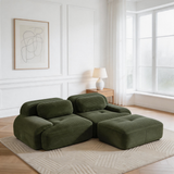 80" Modular Cloud Sectional Sofa – Deep Seat Memory Foam Corduroy Couch with Ottoman, No-Assembly Compressed Loveseat