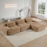 80" Modular Cloud Sectional Sofa – Deep Seat Memory Foam Corduroy Couch with Ottoman, No-Assembly Compressed Loveseat