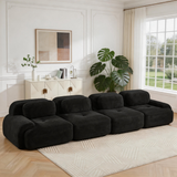 80" Modular Cloud Sectional Sofa – Deep Seat Memory Foam Corduroy Couch with Ottoman, No-Assembly Compressed Loveseat