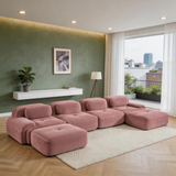 80" Modular Cloud Sectional Sofa – Deep Seat Memory Foam Corduroy Couch with Ottoman, No-Assembly Compressed Loveseat