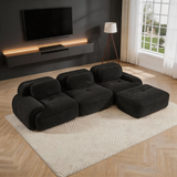 80" Modular Cloud Sectional Sofa – Deep Seat Memory Foam Corduroy Couch with Ottoman, No-Assembly Compressed Loveseat