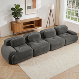 80" Modular Cloud Sectional Sofa – Deep Seat Memory Foam Corduroy Couch with Ottoman, No-Assembly Compressed Loveseat