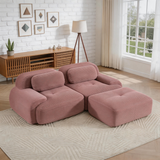 80" Modular Cloud Sectional Sofa – Deep Seat Memory Foam Corduroy Couch with Ottoman, No-Assembly Compressed Loveseat