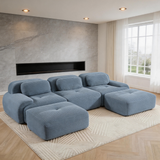 80" Modular Cloud Sectional Sofa – Deep Seat Memory Foam Corduroy Couch with Ottoman, No-Assembly Compressed Loveseat