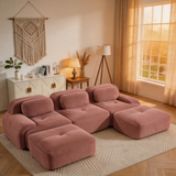 80" Modular Cloud Sectional Sofa – Deep Seat Memory Foam Corduroy Couch with Ottoman, No-Assembly Compressed Loveseat