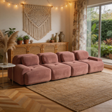 80" Modular Cloud Sectional Sofa – Deep Seat Memory Foam Corduroy Couch with Ottoman, No-Assembly Compressed Loveseat