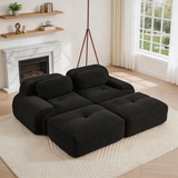 80" Modular Cloud Sectional Sofa – Deep Seat Memory Foam Corduroy Couch with Ottoman, No-Assembly Compressed Loveseat