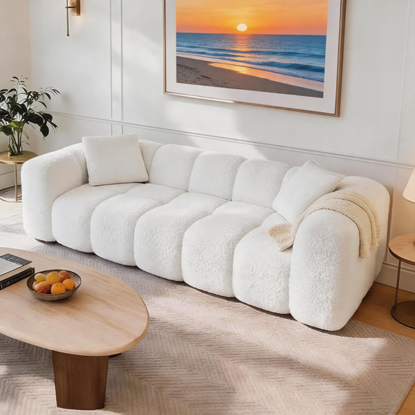 84" Cloud Sofa – Oversized Deep Seat Upholstered Couch, No-Assembly Compressed 3-Seater for Living Room & Bedroom