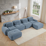 80" Modular Cloud Sectional Sofa – Deep Seat Memory Foam Corduroy Couch with Ottoman, No-Assembly Compressed Loveseat