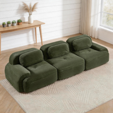 80" Modular Cloud Sectional Sofa – Deep Seat Memory Foam Corduroy Couch with Ottoman, No-Assembly Compressed Loveseat
