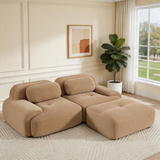 80" Modular Cloud Sectional Sofa – Deep Seat Memory Foam Corduroy Couch with Ottoman, No-Assembly Compressed Loveseat
