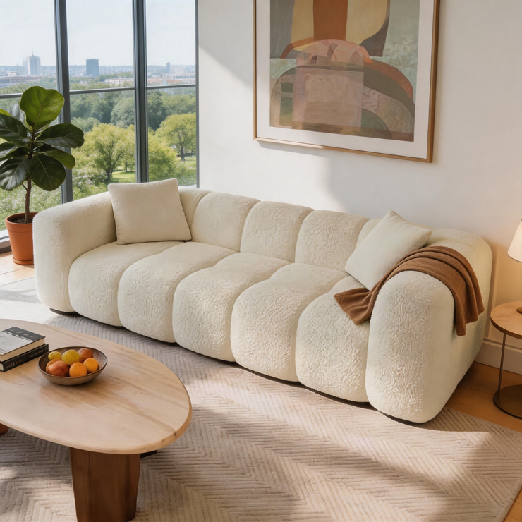 84" Cloud Sofa – Oversized Deep Seat Upholstered Couch, No-Assembly Compressed 3-Seater for Living Room & Bedroom