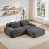 80" Modular Cloud Sectional Sofa – Deep Seat Memory Foam Corduroy Couch with Ottoman, No-Assembly Compressed Loveseat