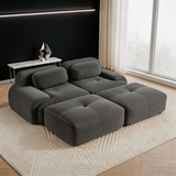 80" Modular Cloud Sectional Sofa – Deep Seat Memory Foam Corduroy Couch with Ottoman, No-Assembly Compressed Loveseat